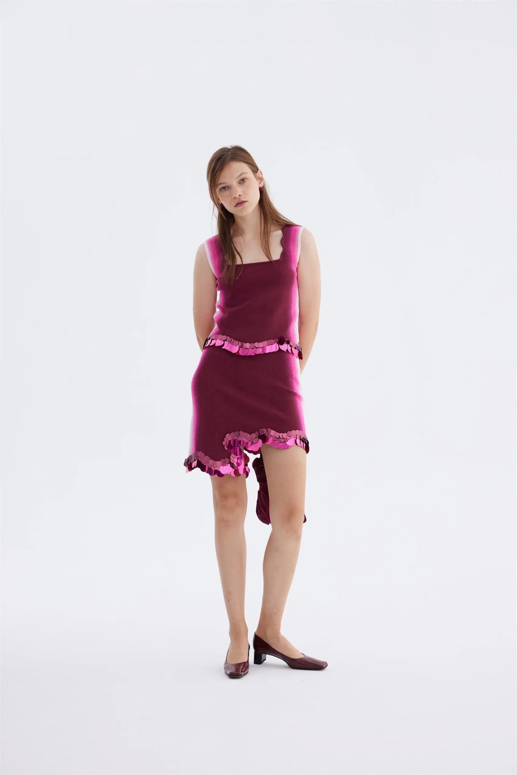 AUDREY WAVY BORDER MINI SKIRT WITH SEQUINS - Image 3