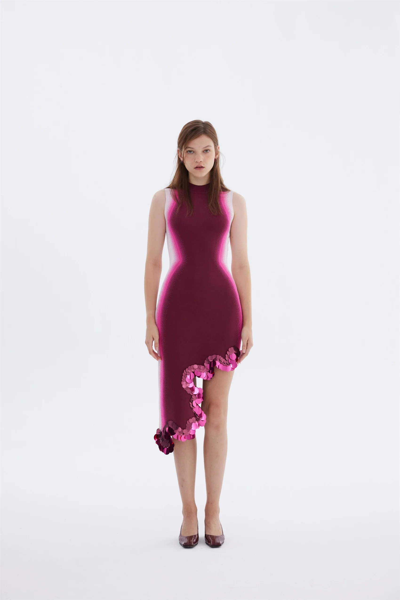 MAYA WAVY ASYMMETRIC DRESS WITH SEQUINS - Image 3
